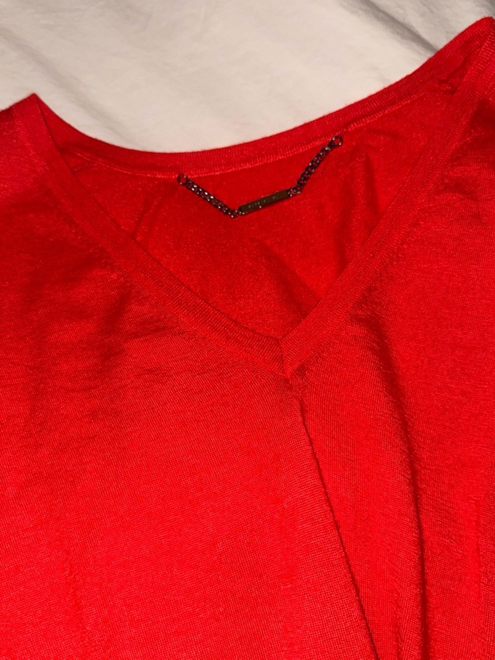Barbara Bui Bold Red V-Neck Short Sleeve Top